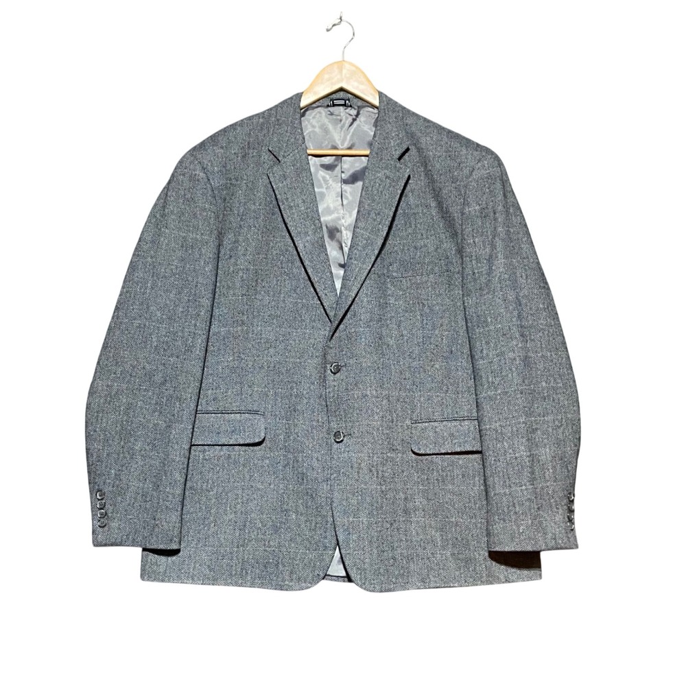 Nautica Men's Gray Herringbone Blazer Two Button Sport Coat 48R‎ Wool Blend